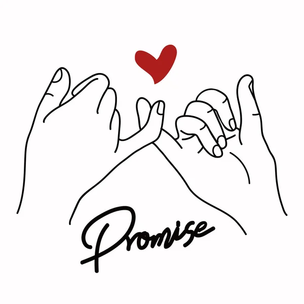 Promise Outline Vector Red Heart Sign Concept — Stock Vector