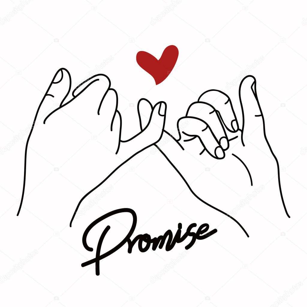 Promise  outline vector with red heart sign concept