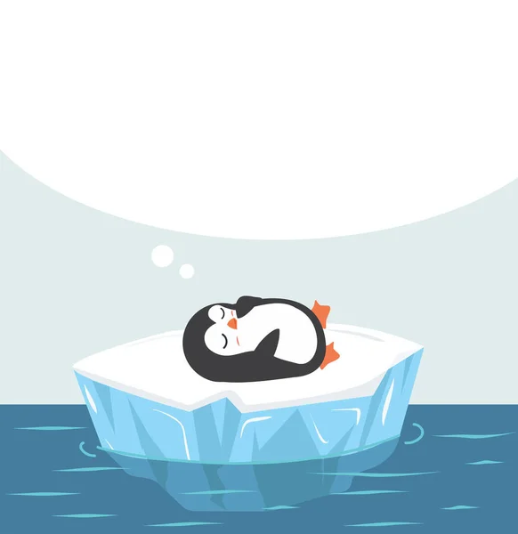 Cute Penguin Sleep Bubble Ice Floe Vector — Stock Vector