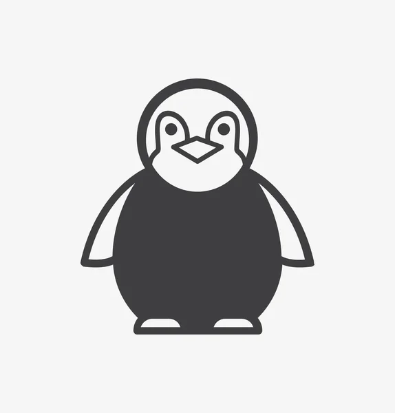 Ícone Pinguim Vetor Desenho Animado Sinal Plano — Vetor de Stock