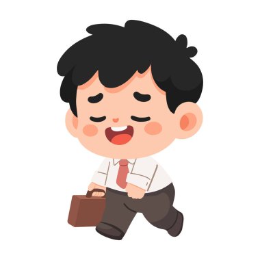 Çizgi film yorgun işadamı dümdüz yürüyor.