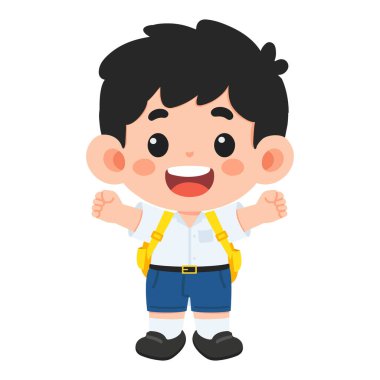 Sırt çantalı Çocuk Öğrencinin Mutlu Resimleri