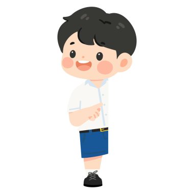 Üniformalı bir öğrencinin tasviri.