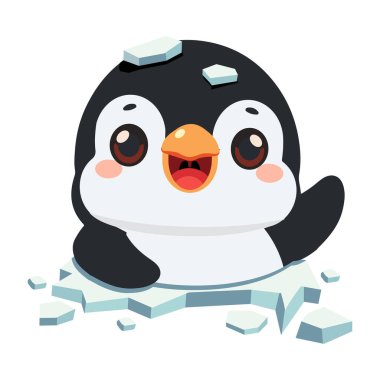 Karikatür Pengueni 'nin Buz Şekeri Üzerine Çizimi