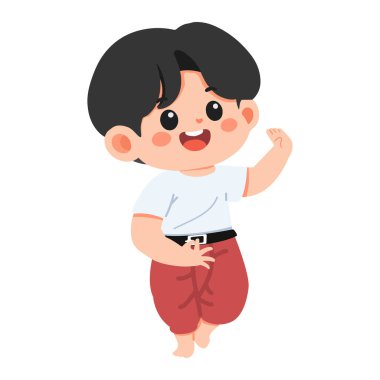 Geleneksel Tayland Kıyafeti Öğrencisi Bir Çocuğun İllüstrasyonu