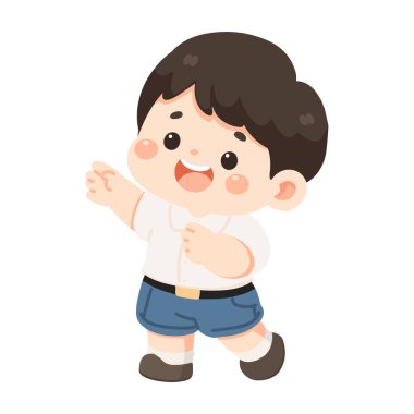 Çocuk öğrenci dans karikatürü yapıyor.