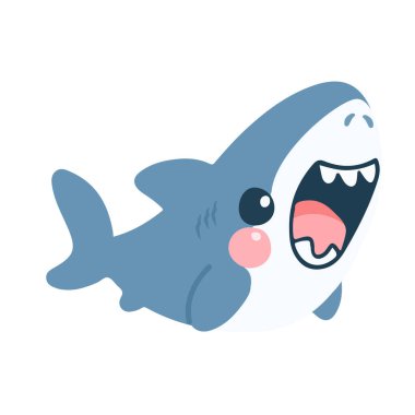 Çizgi film köpekbalığı ve açık ağızlı hayvan.