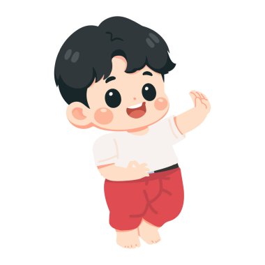 Geleneksel Tayland Kıyafet Öğrencisi Çizgi Filmci