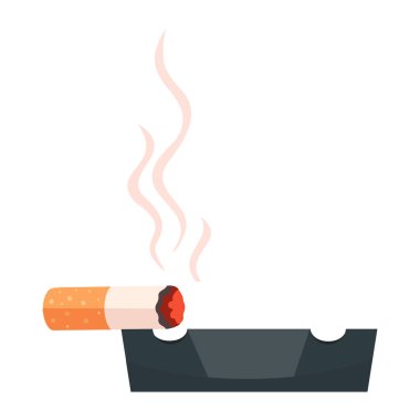 Kül tablasında yanan bir sigara resmi.