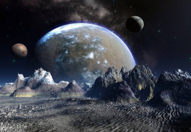 3D Yapılandırılmış Fantezi Uzaylı Manzarası - 3D Görüntü