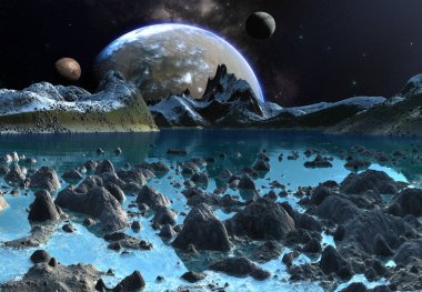 3D Yapılandırılmış Fantezi Uzaylı Manzarası - 3D Görüntü