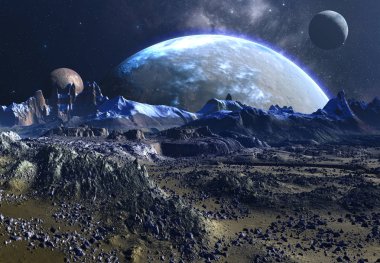 3D Yapılandırılmış Fantezi Uzaylı Manzarası - 3D Görüntü