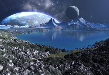 3D Yapılandırılmış Fantezi Uzaylı Manzarası - 3D Görüntü