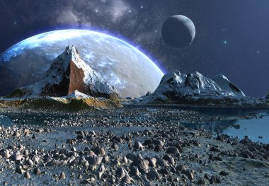 3D Yapılandırılmış Fantezi Uzaylı Manzarası - 3D Görüntü