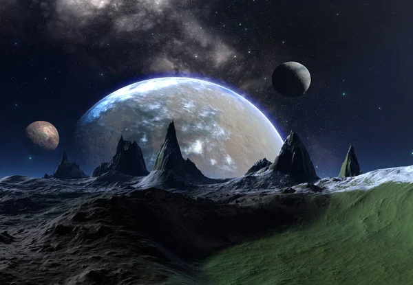 Yapılandırılmış Fantezi Uzaylı Manzarası Görüntü — Stok fotoğraf