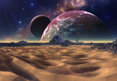 3D Yapılandırılmış Fantezi Uzaylı Manzarası - 3D Görüntü