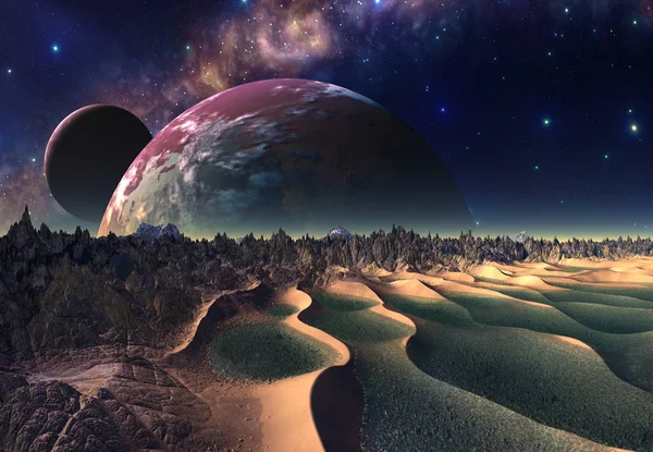 Rendered Fantasy Alien Landscape Illustrazione — Foto Stock