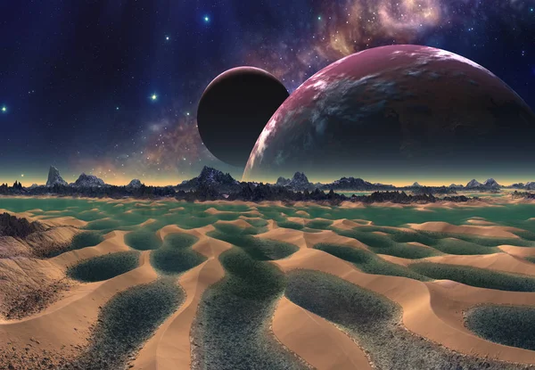 Rendered Fantasy Alien Landscape Illustrazione — Foto Stock