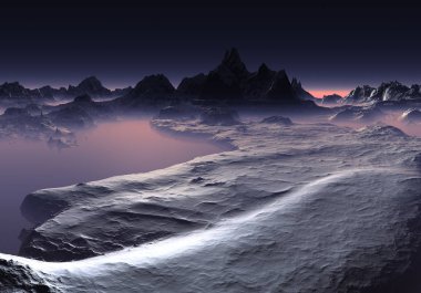 3D Hazırlanmış Fantezi Dağ Manzarası - 3D Görüntü