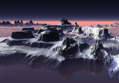 3D Hazırlanmış Fantezi Dağ Manzarası - 3D Görüntü