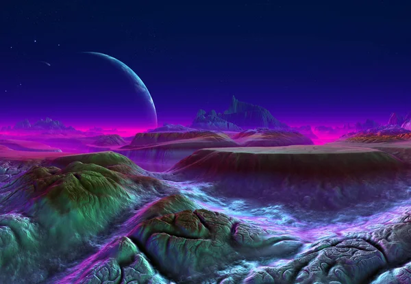 Rendered Fantasy Alien Landscape Illustration — Stock Photo, Image