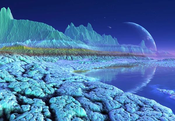 3Dレンダリングファンタジーエイリアンの風景 3Dイラスト — ストック写真