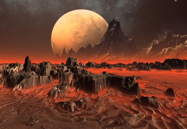 3D Rendered Fantasy Alien Landscape - 3D Illustration clipart