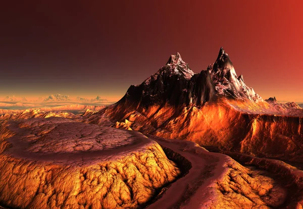 Hazırlanmış Fantezi Dağ Manzarası Görüntü — Stok fotoğraf