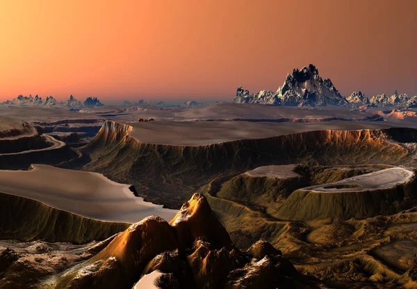 Rendered Fantasy Mountain Landschap Illustratie — Stockfoto