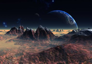 3D Yapılandırılmış Fantezi Uzaylı Manzarası - 3D Görüntü
