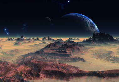 3D Yapılandırılmış Fantezi Uzaylı Manzarası - 3D Görüntü