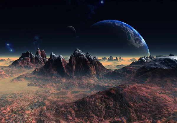 Rendering Fantasy Alien Landscape Illustration — Stockfoto