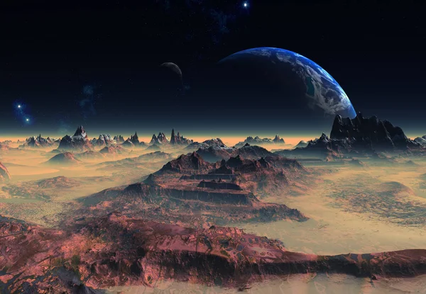 Rendered Fantasy Alien Landscape Illustration — Stock Photo, Image