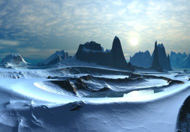 3d Rendered Fantasy Kış Manzara - 3d İllüstrasyon