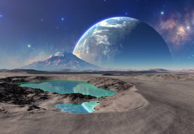 3D Yapılandırılmış Fantezi Uzaylı Manzarası - 3D Görüntü