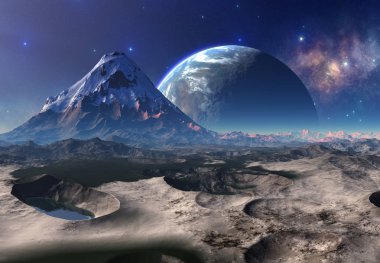 3D Yapılandırılmış Fantezi Uzaylı Manzarası - 3D Görüntü