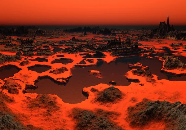 レンダリングされた赤い砂漠風景 イラスト — ストック写真