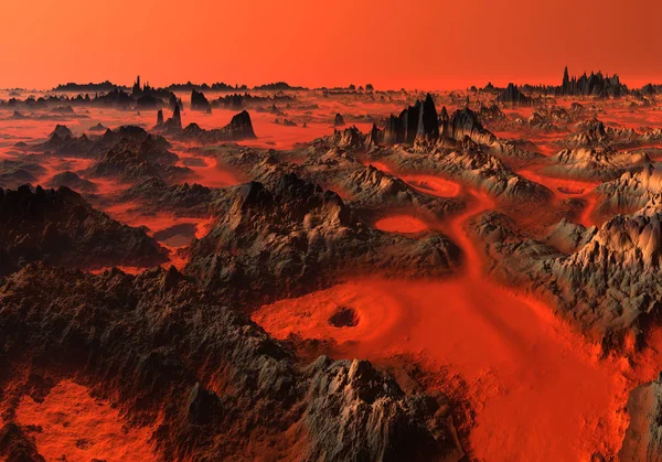 Paisaje Rojo Del Desierto Representado Ilustración — Foto de Stock