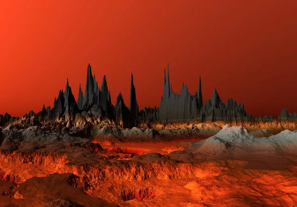 3D Rendered Red Desert Landscape - 3D Illustration