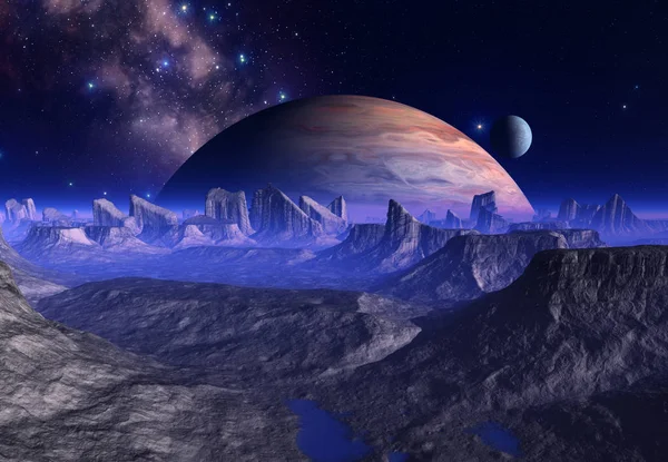 Rendered Fantasy Alien Landscape Illustrazione — Foto Stock