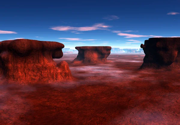 砂岩スタックを持つ3Dレンダリングファンタジー風景 3Dイラスト — ストック写真