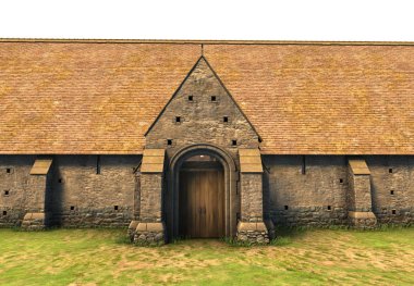 Beyaz Arka Plan 3d Rendered Tithe Ahır - 3d İllüstrasyon