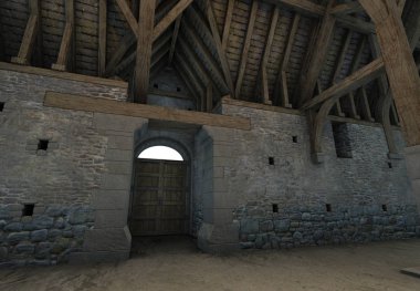 Beyaz Arka Plan 3d Rendered Tithe Ahır - 3d İllüstrasyon