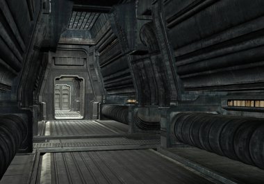 3d Rendered Uzay Gemisi Koridoru - 3d İllüstrasyon