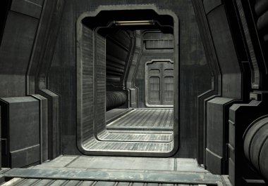 3d Rendered Uzay Gemisi Koridoru - 3d İllüstrasyon