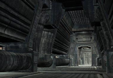 3d Rendered Uzay Gemisi Koridoru - 3d İllüstrasyon