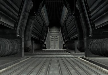 3d Rendered Uzay Gemisi Koridoru - 3d İllüstrasyon