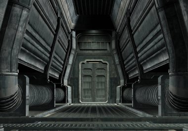 3d Rendered Uzay Gemisi Koridoru - 3d İllüstrasyon