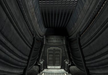 3d Rendered Uzay Gemisi Koridoru - 3d İllüstrasyon