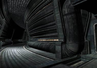 3d Rendered Uzay Gemisi Koridoru - 3d İllüstrasyon